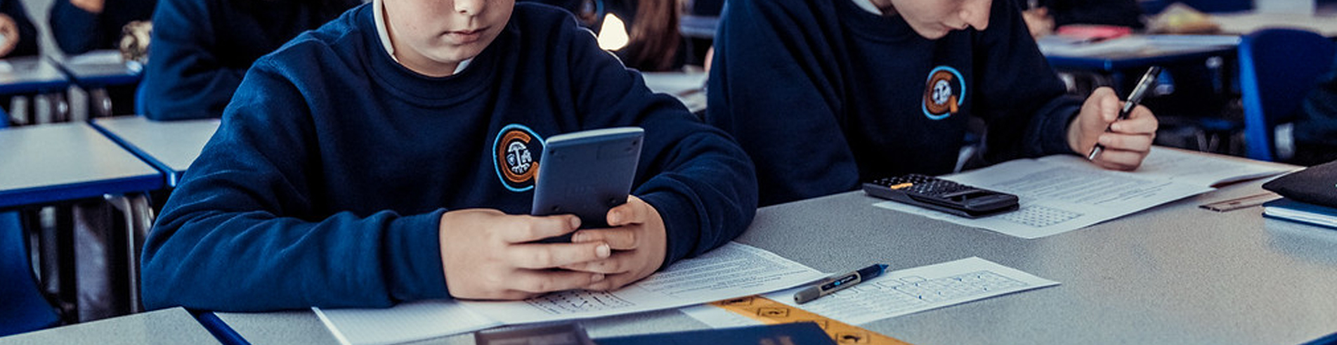 Boy using Calculator at Gosforth Academy